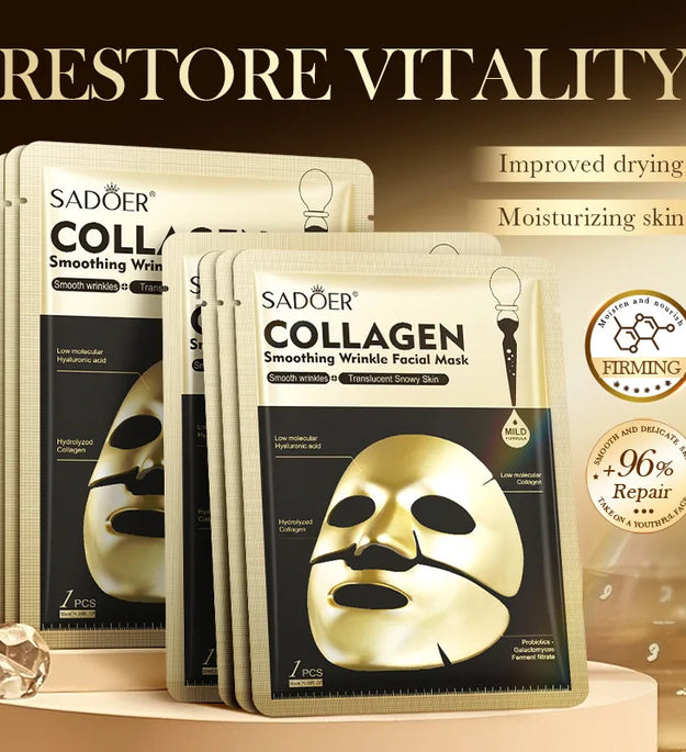 SADOER Golden Collagen Facial Masks Moisturizing Anti-Aging Anti Wrinkles Face Mask Sheet Collagen Masks Skin Care Product