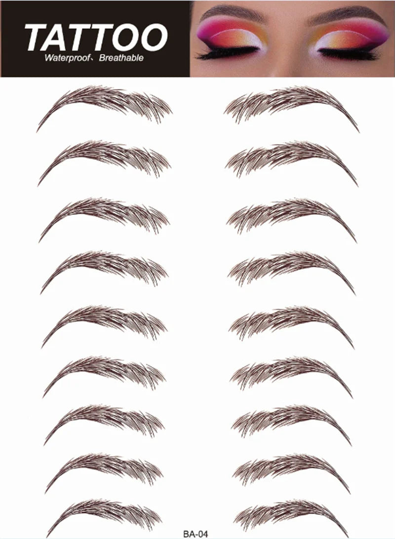 4D Hair Like Eyebrows Makeup Waterproof Eyebrow Tattoo Sticker Long Lasting Natural Fake Eyebrow Stickers Cosmetics 10 pairs 1PC