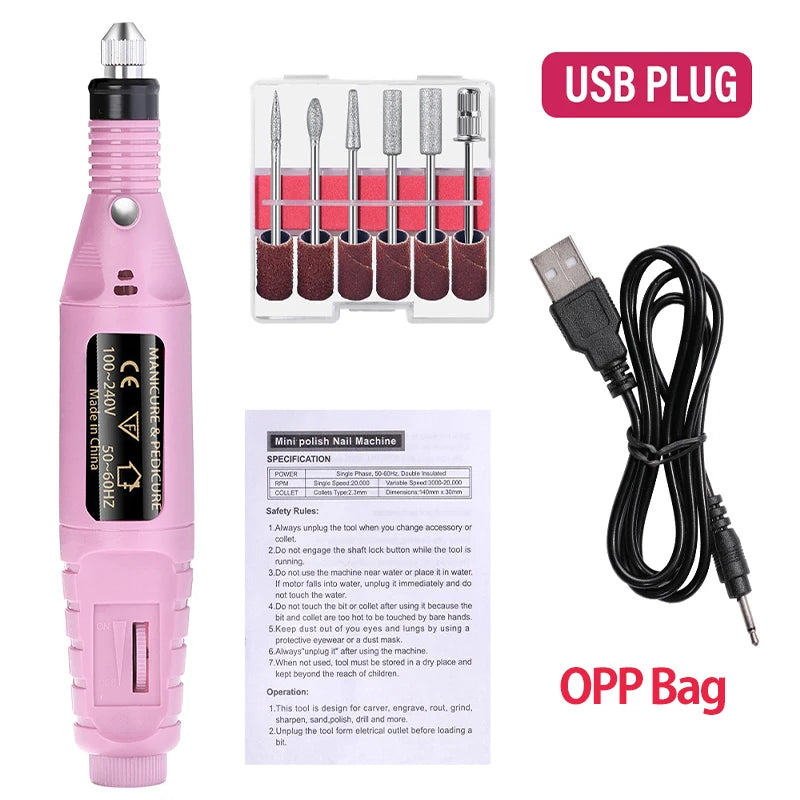 LULAA Electric Nail Drill Kit Portable Nail File Machine Nail Rotary Tool Manicure with USB Cable Christmas Gift for Women
