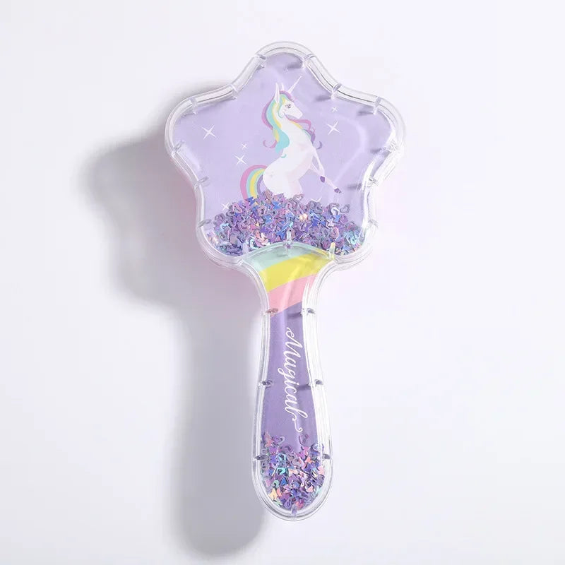 New Cartoon Air Cushion Massage Comb Star Shape Sequins Quicksand Anti-knot Combs for Baby Kids Comb for Curly Hair