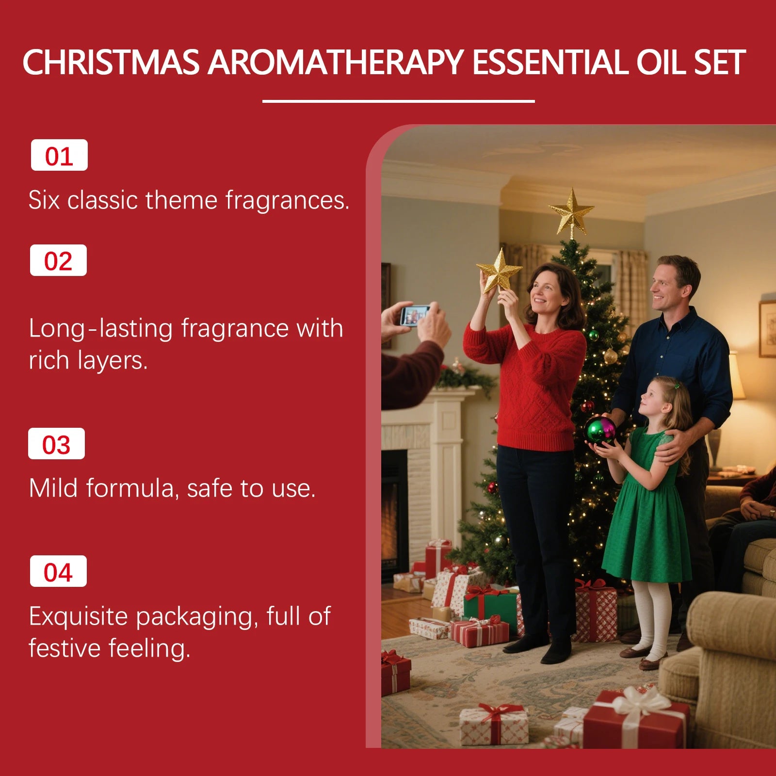 Christmas Aromatherapy Essential Oil Set — Warm Home Ambiance, Fresh Long-Lasting Scent, Gentle Aromatherapy Oil Kit