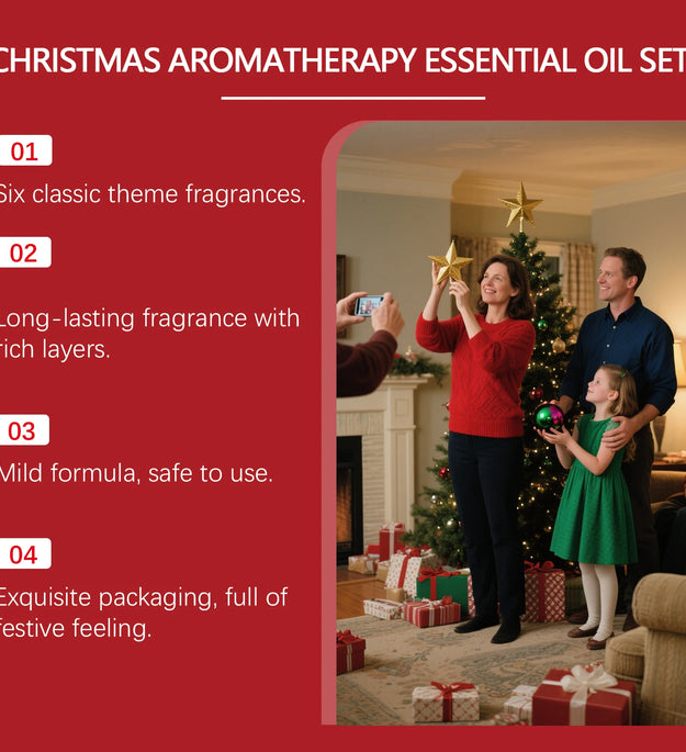 Christmas Aromatherapy Essential Oil Set — Warm Home Ambiance, Fresh Long-Lasting Scent, Gentle Aromatherapy Oil Kit