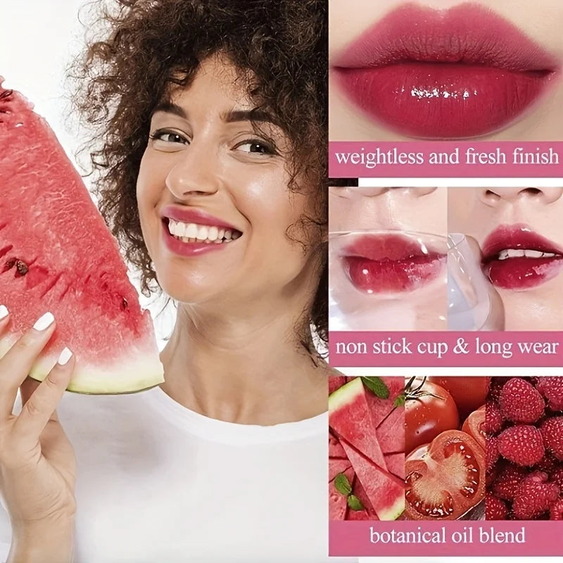 Fruity Lip Tint Water Gloss Tint, Moisturizing Waterproof Liquid Lipstick, Non-Stick, High Pigment, Long-Lasting Vibrant Colors