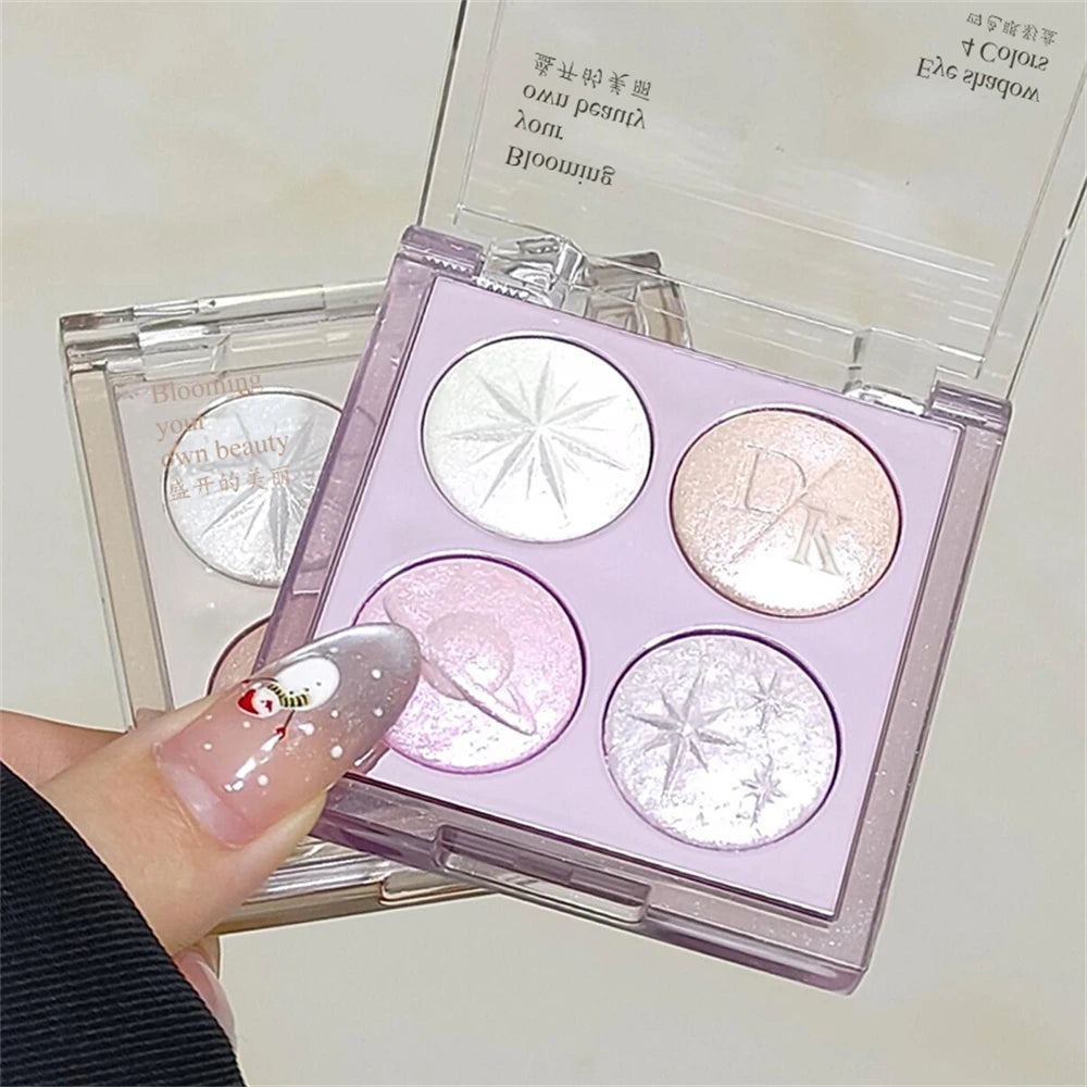 Christmas Planet Diamond Glitter 4-Color Eyeshadow Palette Luxurious Pearly Luminous Polarized Highlighter Brighten Eye Makeup