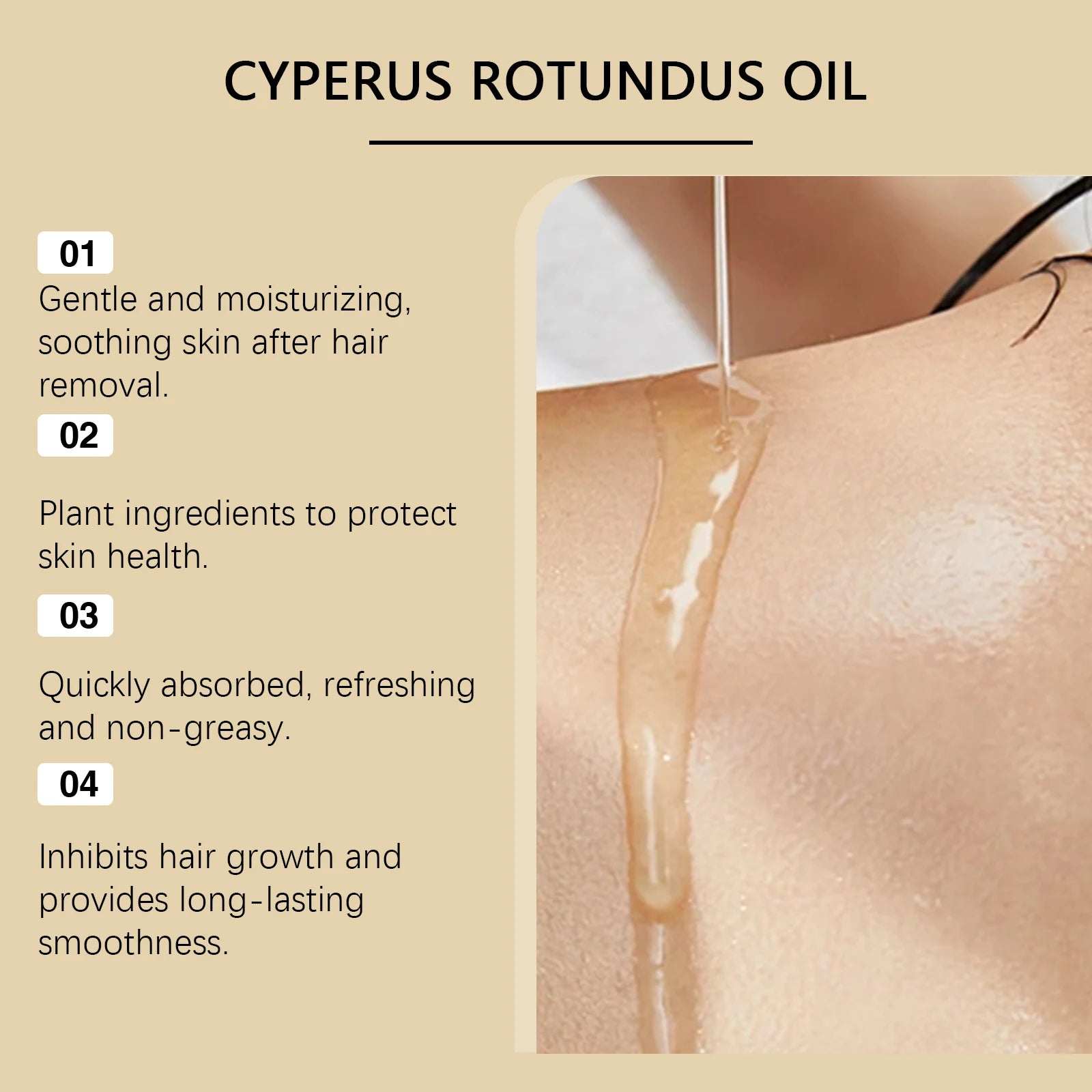 60ml Cyperus Rotundus Oil Body Hair Remover Oil For Armpit Legs Arms Hair Growth Inhibitor Skin Care Body Moisturizing Oil