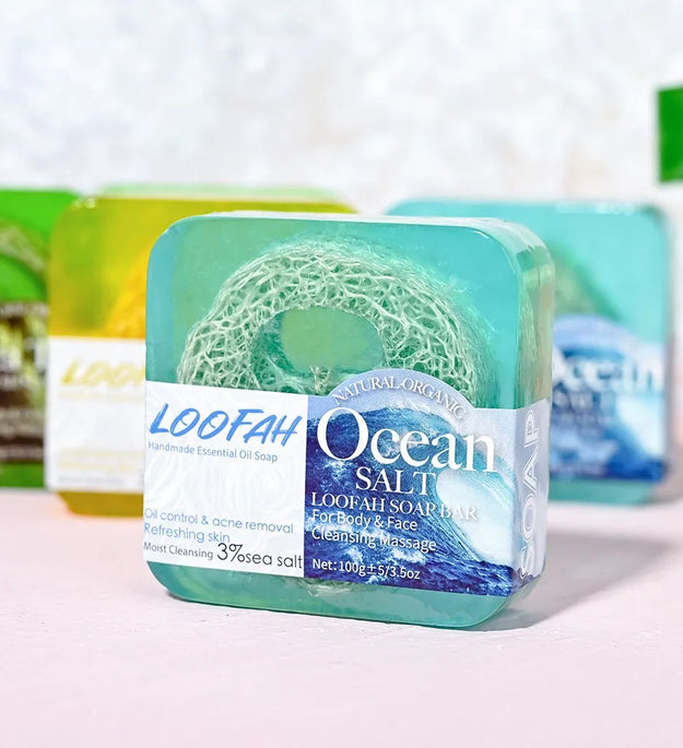 Loofah Sea Salt Deep Cleaning Bath Essential Oil Soap, Rich And Delicate Foam, Easy To Wash, Refreshing Summer Soap
