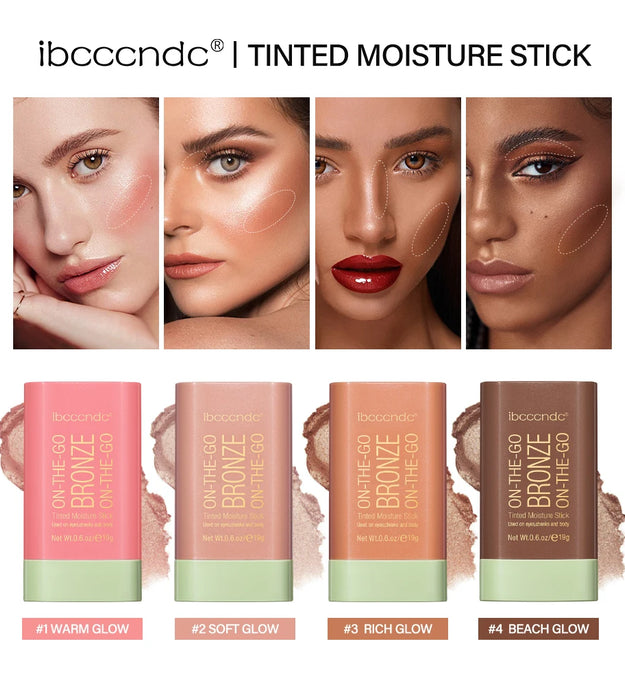 Lakerain Functional Blush Stick Face Makeup Waterproof Easy Color Rouge Blusher Cream High Color Rendering Brightening Skin Tone