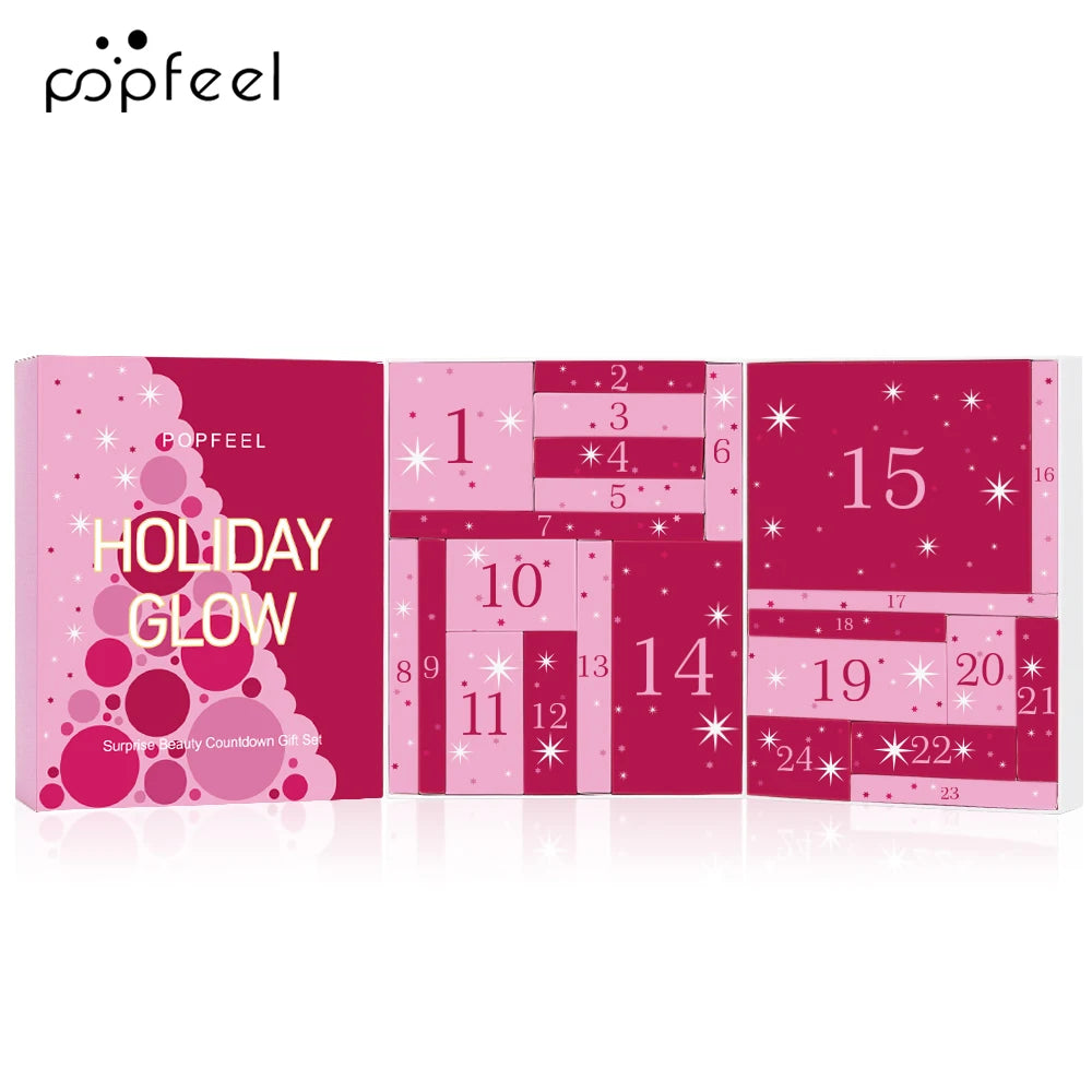 POPFEEL 24-Piece Christmas Surprise Countdown Gift Box Set - Perfect for Gifting Makeup, Accessories, and Mystery Boxes for Moms