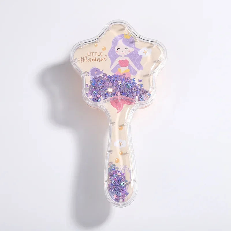 New Cartoon Air Cushion Massage Comb Star Shape Sequins Quicksand Anti-knot Combs for Baby Kids Comb for Curly Hair