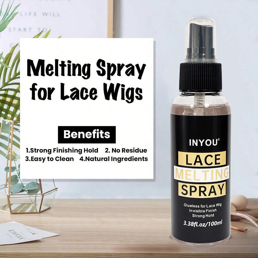 100ML Lace Wig Melting And Holding Spray Strong Natural Finish Wig Adhesive Glue for Lace Front Melt Super Hold Hair Spray - BlissFully