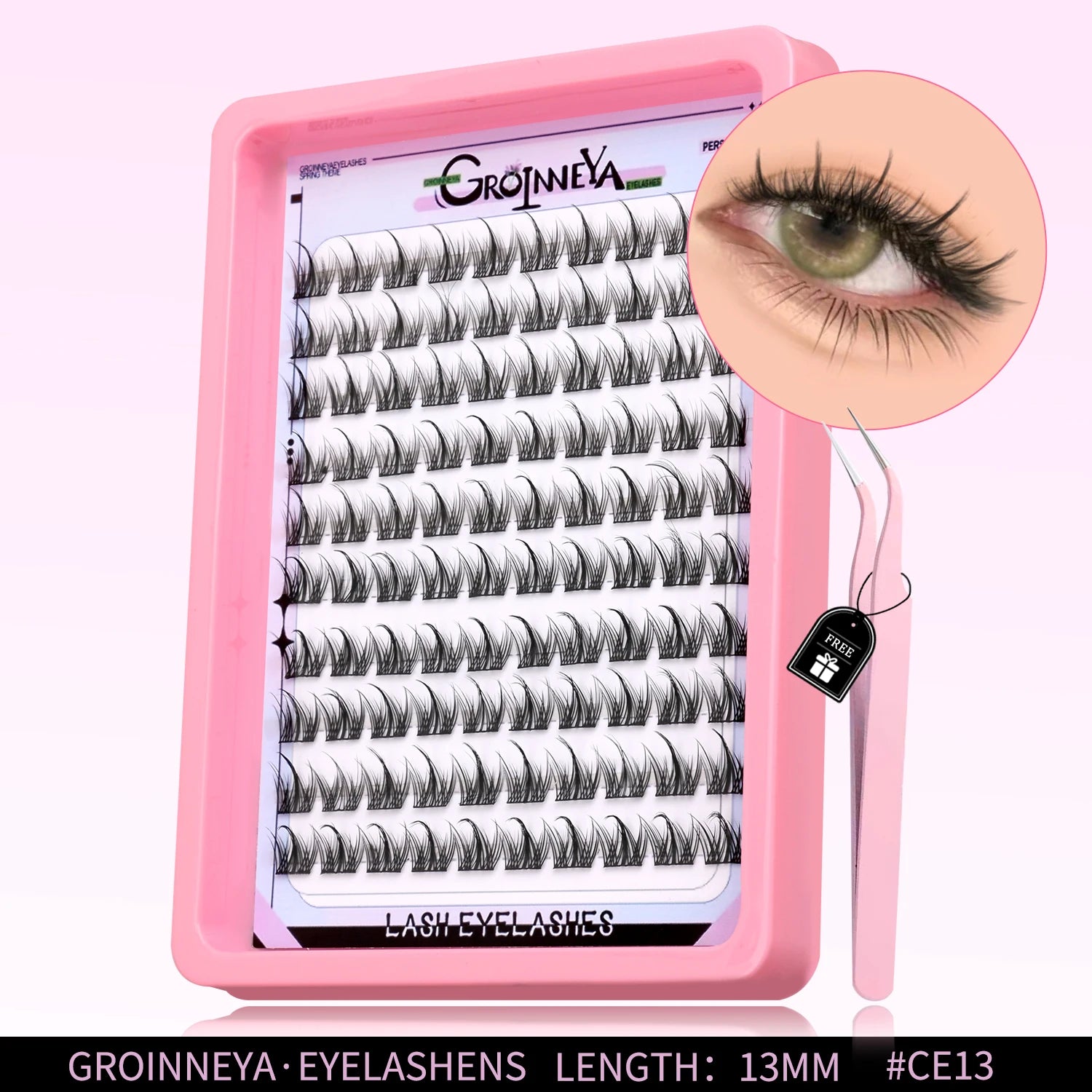 GROINNEYA Natural Cluster Lashes Manga Lashes Soft Cross Wispy Individual Cluster Eyelashes Extension Makeup