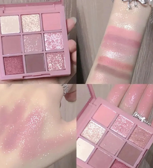 DIKALU Spring And Summer New Eyeshadow Palette Oh Rosy Nine Palace Grid Auto Focus Low Saturation Smoke Powder Rose Plate