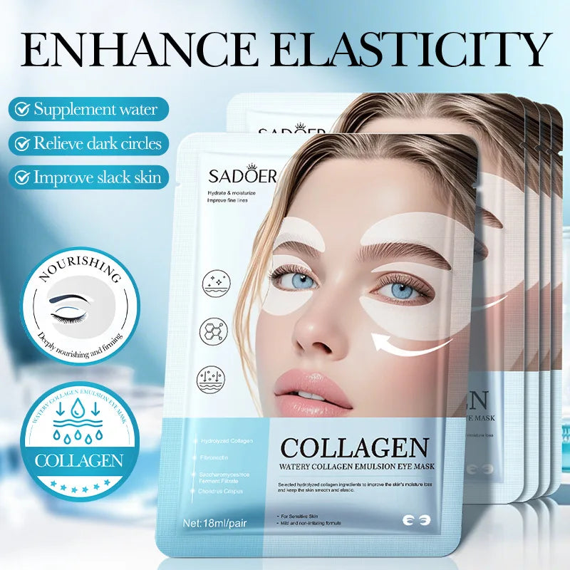 10 Pack Hydrogel Collagen Eye Mask - Intense Hydration for Glowing Skin, Firming & Smoothing Fine Lines, All Skin Types