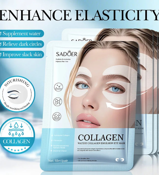 10 Pack Hydrogel Collagen Eye Mask - Intense Hydration for Glowing Skin, Firming & Smoothing Fine Lines, All Skin Types