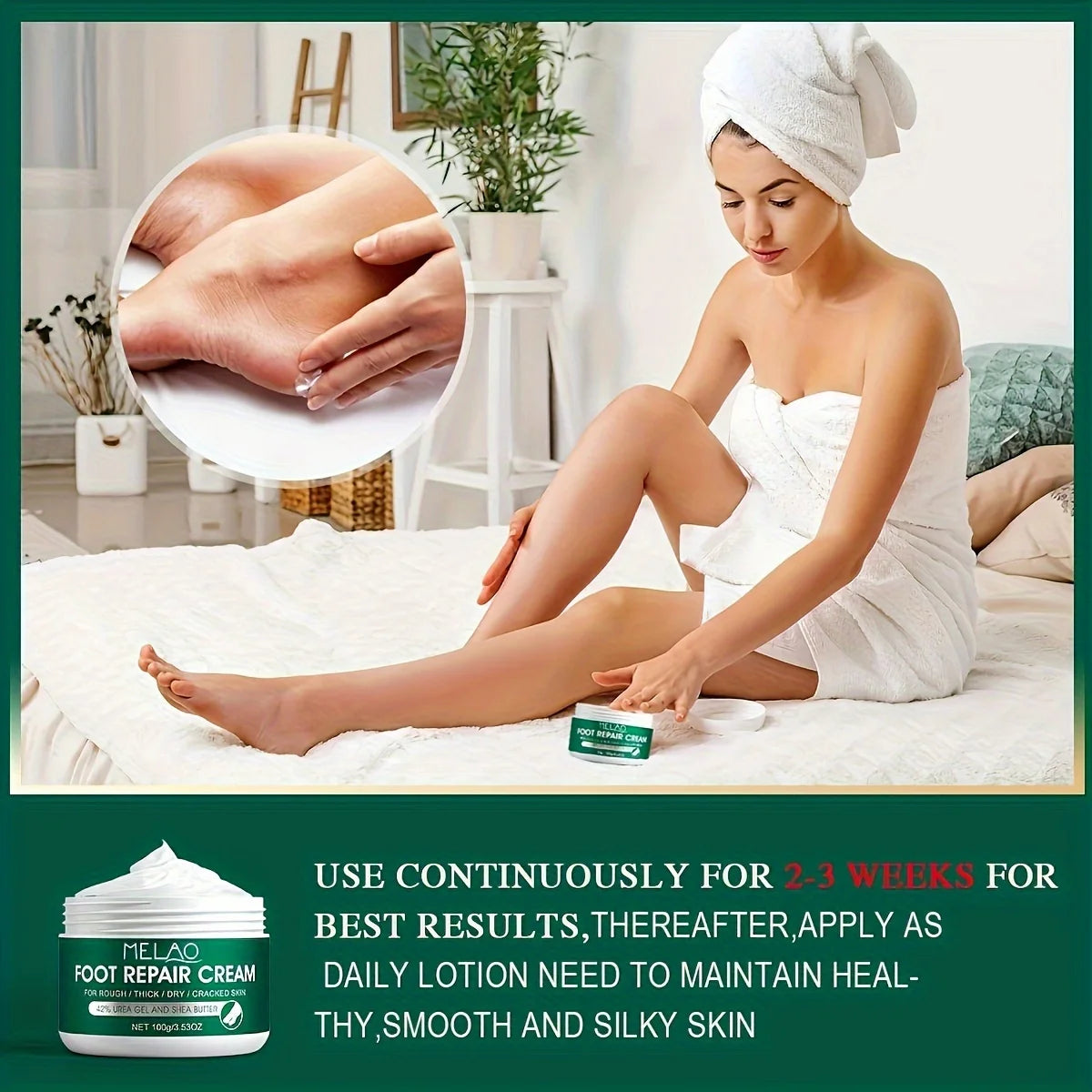 MELAO Urea Cream Salicylic Acid Foot for Dry Cracked Feet Heels Knees Hands Repair Treatment,Moisturizer Dead Skin Remover