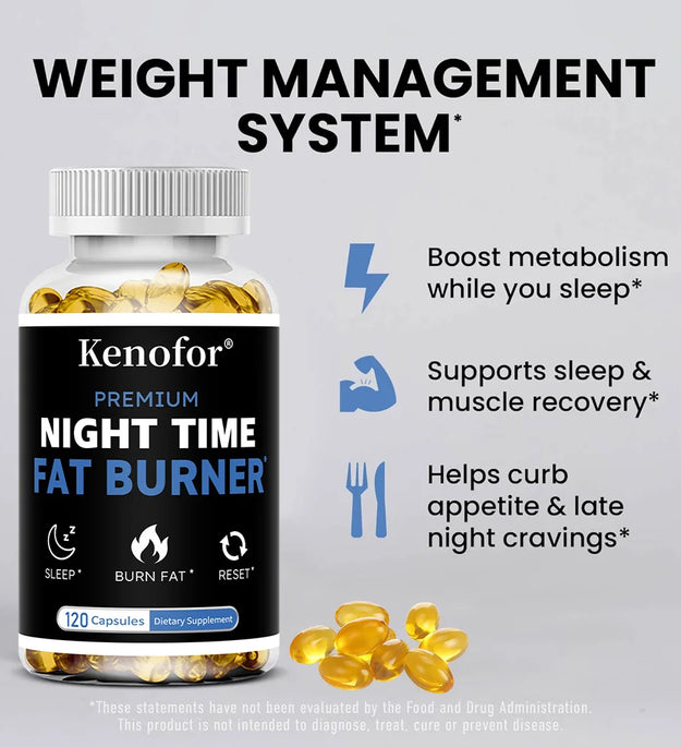 Nighttime Fat Burner Supplement - for Weight Loss, Boost Metabolism, Suppress Appetite Diet,Healthy Weight Management