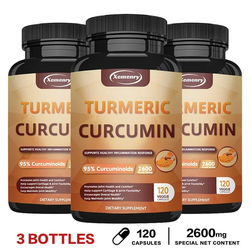 Turmeric Curcumin Capsules Supplement, with BioPerine Black Pepper Extract, for Joint, Digestive & Immune Support