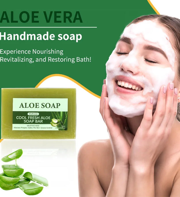 1/2/4/6Pcs Aloe Vera Whitening Soap, Remove Acne, Pimples, Skin Radiant, Improve Skin Luster, Vegan Bath Wash for All Skin Types
