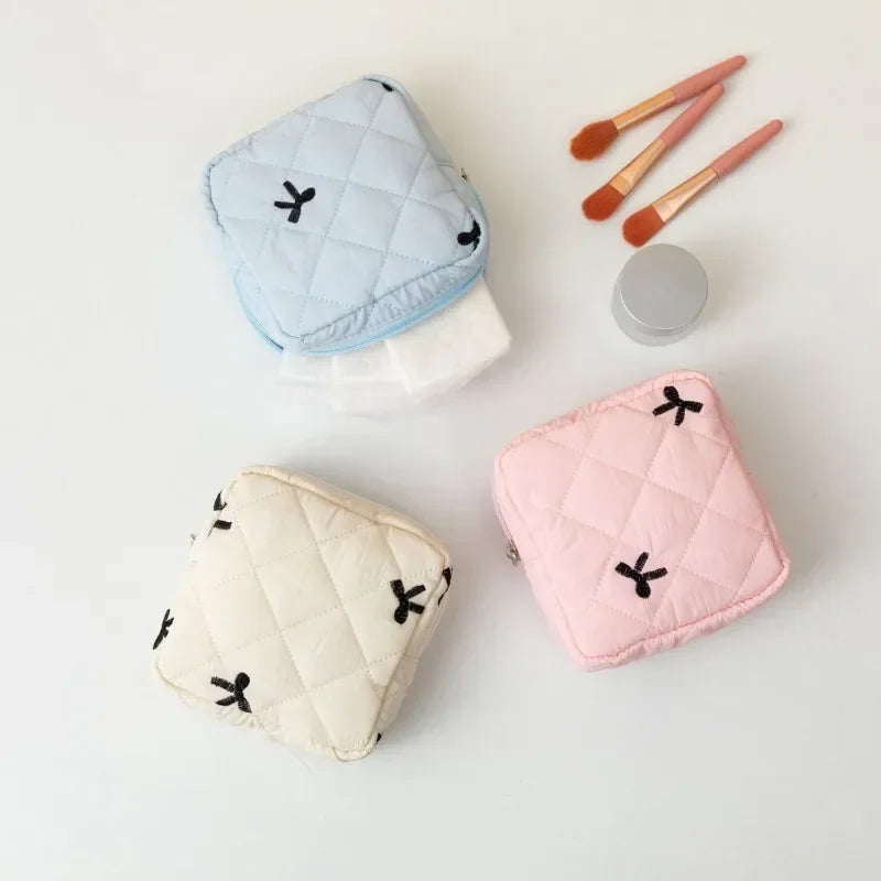 Cute Large Capacity Sanitary Napkin Storage Bags Cartoon Bow Portable Girls Physiological Period Tampon Organiser Bag Pouch
