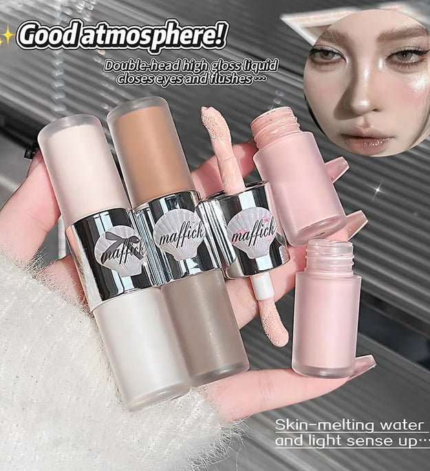 Dual-Ended Pearl Gloss Contour & Highlight Liquid Diamond Silver & Matte White Cream Three-dimensional Shine Face Contouring