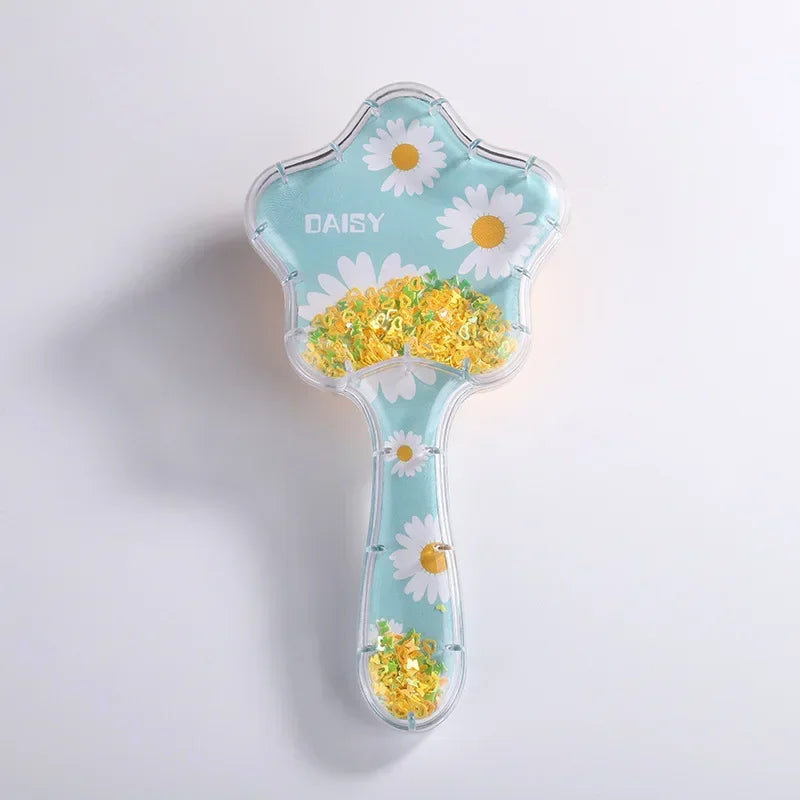 New Cartoon Air Cushion Massage Comb Star Shape Sequins Quicksand Anti-knot Combs for Baby Kids Comb for Curly Hair