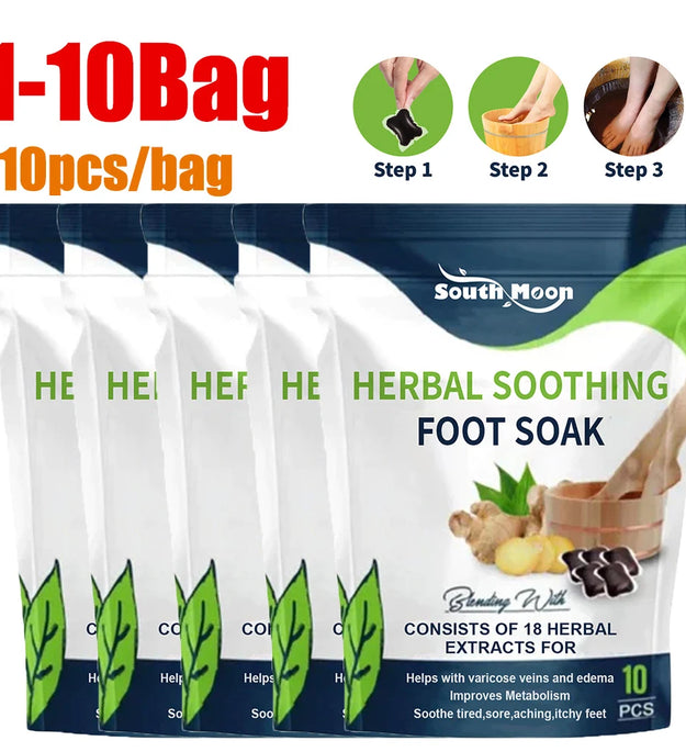 1-10bag Foot Bath Gel Natural Herbal Foot Soak Beads Dehumidification Detox Relieve Fatigue Repair Leg Veins for Shape Up Care