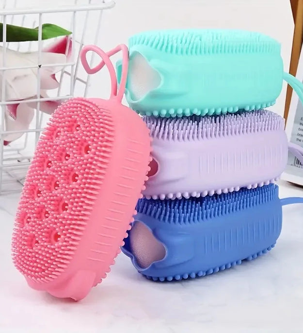 Silicone Bubble Brush Double-Sided Exfoliating Soft Bath Scrubber Massage Shower Brush Deep Body Skin Massage Cleaning Tools