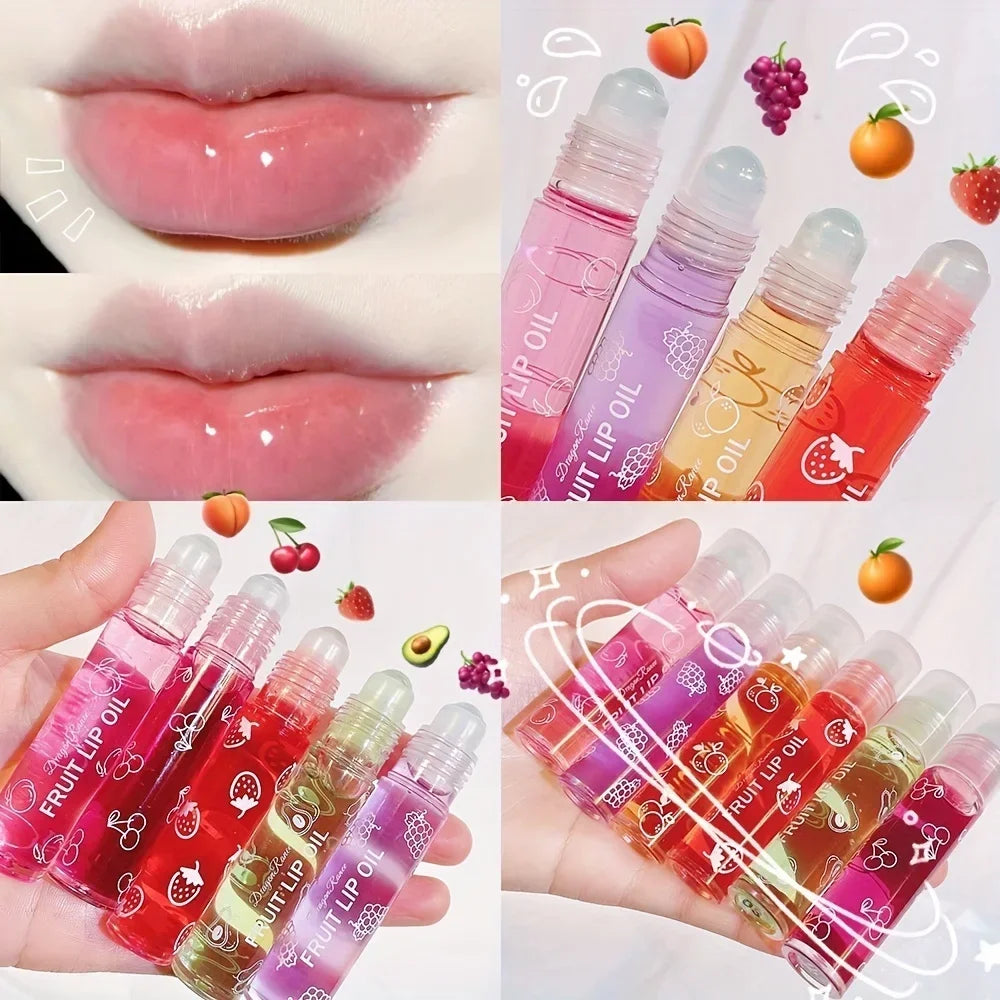 Fresh Fruit Roll-on Lip Balm Makeup Moisturizing Clear Grape Transparent Lip Oil Long Lasting Hydrating Lipstick Gloss Cosmetics