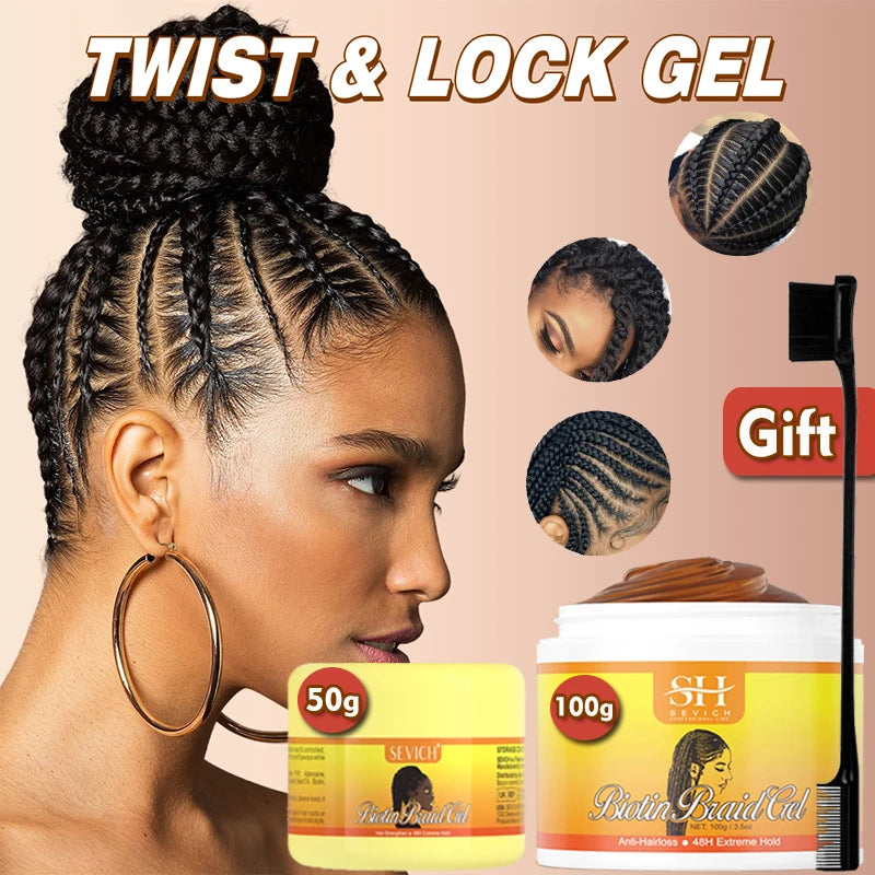 Edge Control Gel Set Hair Braiding Gel Biotin Anti Break Hair Wax Non-Greasy Hair Styling Cream Anti-Frizz Wax Stick For Wig - BlissFully