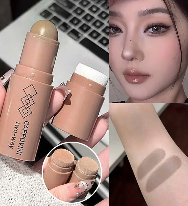 Double-head Face Bronzer Contour Stick Cream Makeup Light Dark Shadow Lasting Concealer Facial Brighten Contouring With Brush