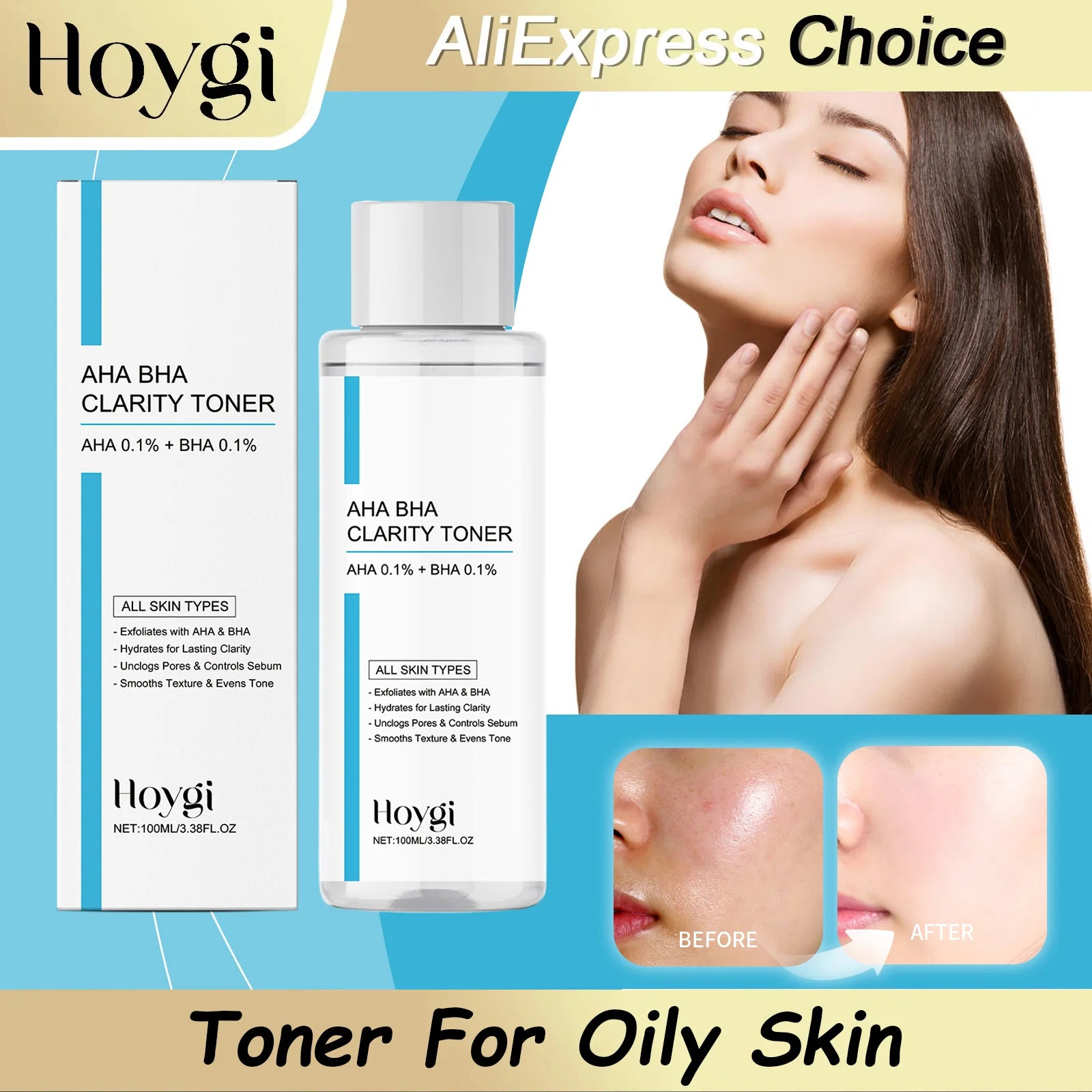 HOYGI Salicylic Acid Toning Solution To Remove Acne Oil Control and Moisturize Skin Rejuvenating Moisturizing Lotion Skincare