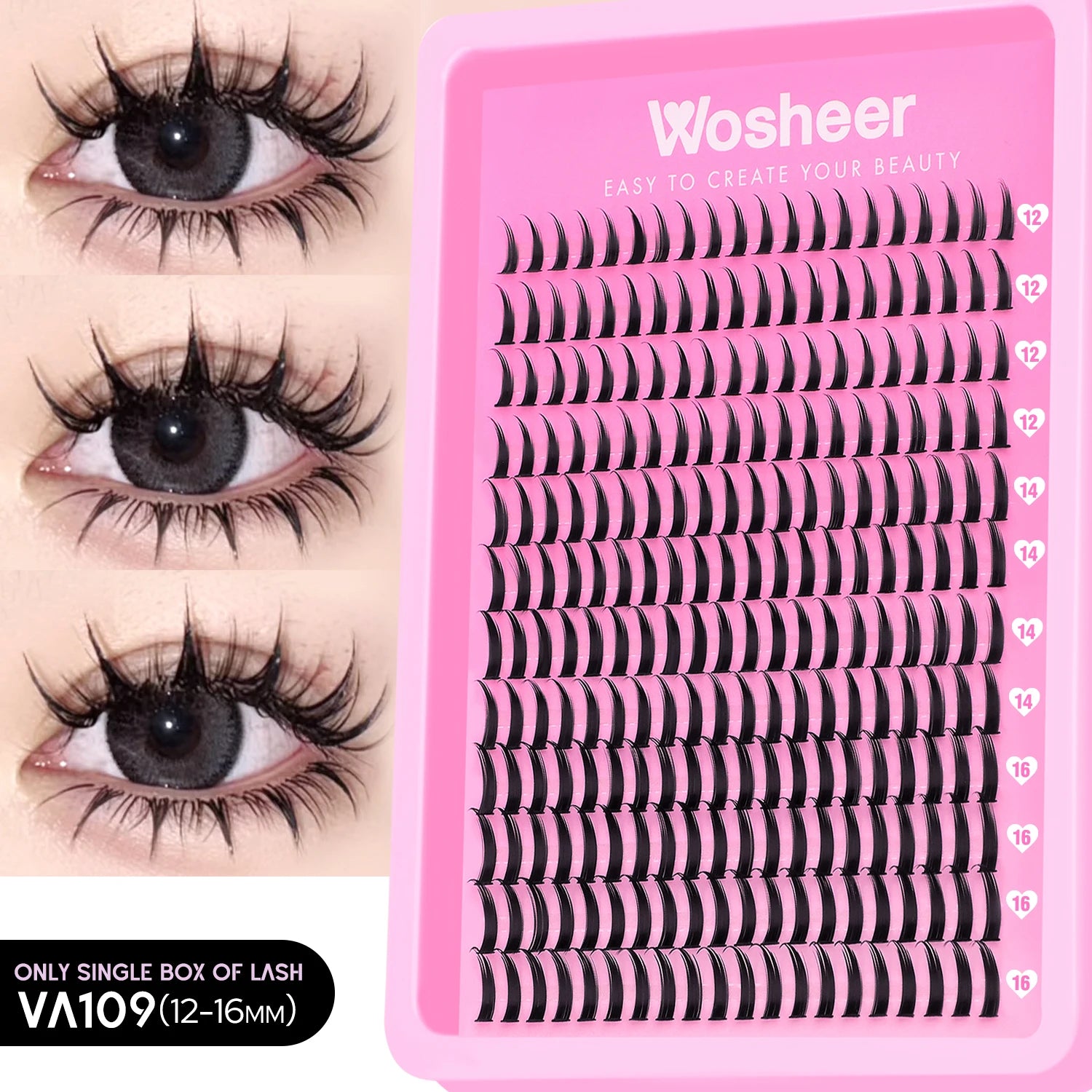 WOSHEER Lash Clusters Kit Lash Spikes Eyelash Clusters Volume Individual Lashes DIY Spiky Lash Extension Manga Clusters Eyelash