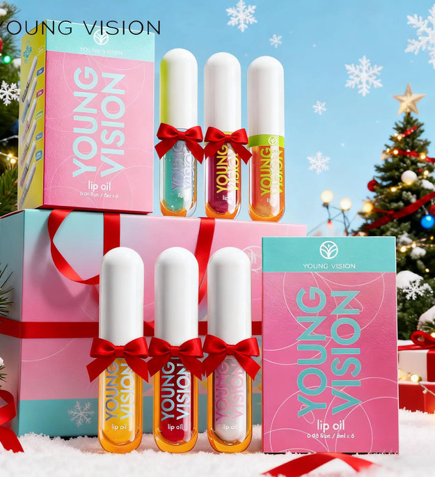 YOUNG VISION 6-Color Refreshing Fruit Flavored Moisturizing Lip Oil Set Colorful, Hydrating, and Moisturizing Lip Gloss