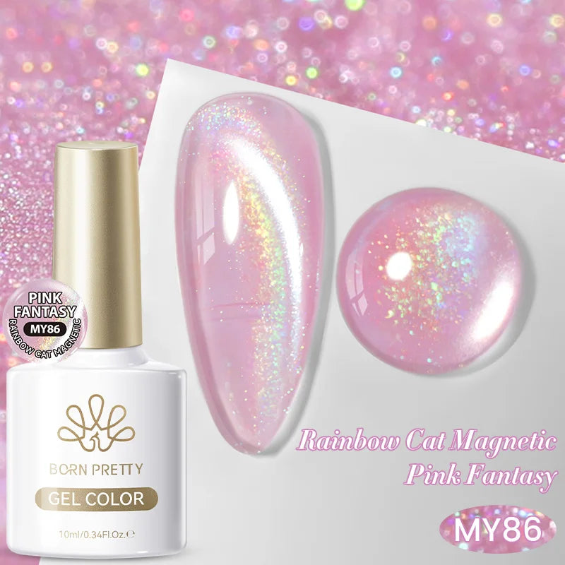 BORN PRETTY 10ml Cat Magnetic Gel Sparkling Ultra Gold Glitter Soak Off UV LED Gel Nail Art Varnish Manicure Valentine's Day