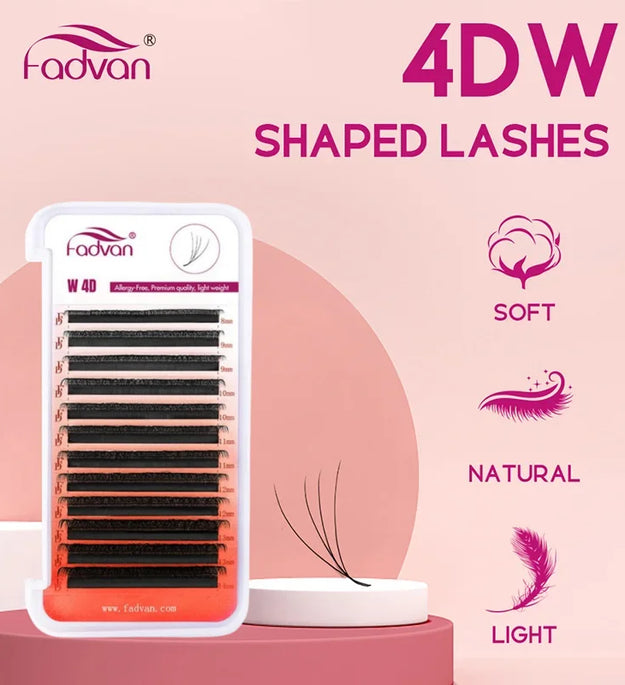 FADVAN 4D W Shaped C/D Curl Eyelash Extension Premade Volume Fans Soft Gradient Mink Easy Embellish Natural False Eyelashes