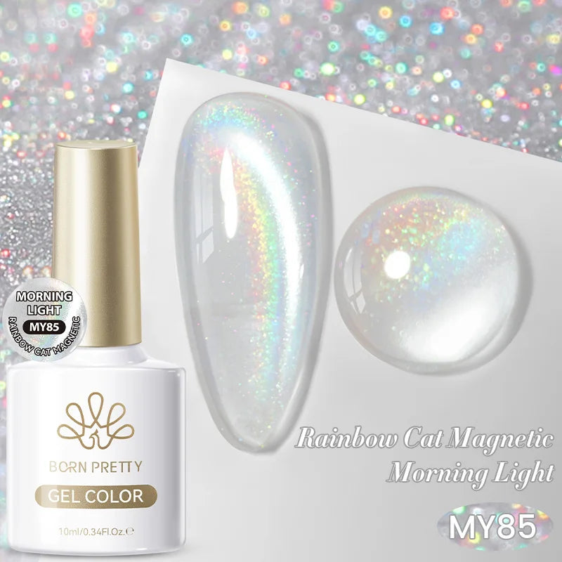 BORN PRETTY 10ml Cat Magnetic Gel Sparkling Ultra Gold Glitter Soak Off UV LED Gel Nail Art Varnish Manicure Valentine's Day