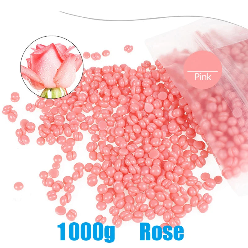 1000g Hot Film Painless Waxing Beads Depilatory Wax Beans Hard Wax Beans Heating Wax Machine Bikini Face Body Hair Removal