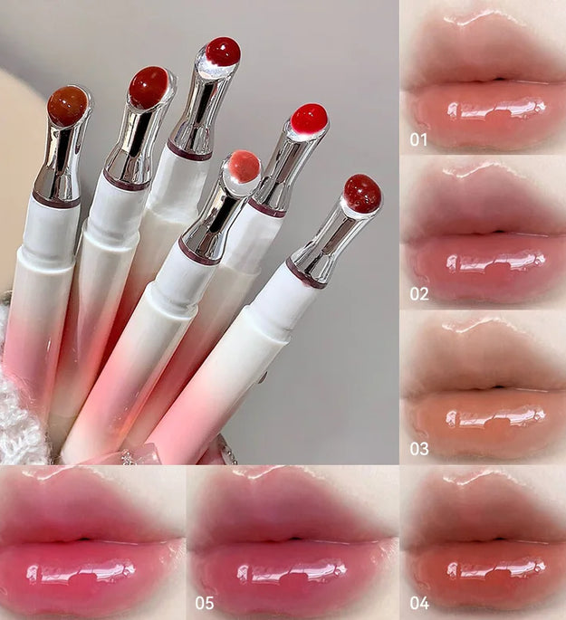 Kakashow Mirror Watery Lip Gloss Iron Brush Head Jelly Lipgloss Moisturizing Lip Tint Lipstick Nature Nude Lips Makeup Cosmetics