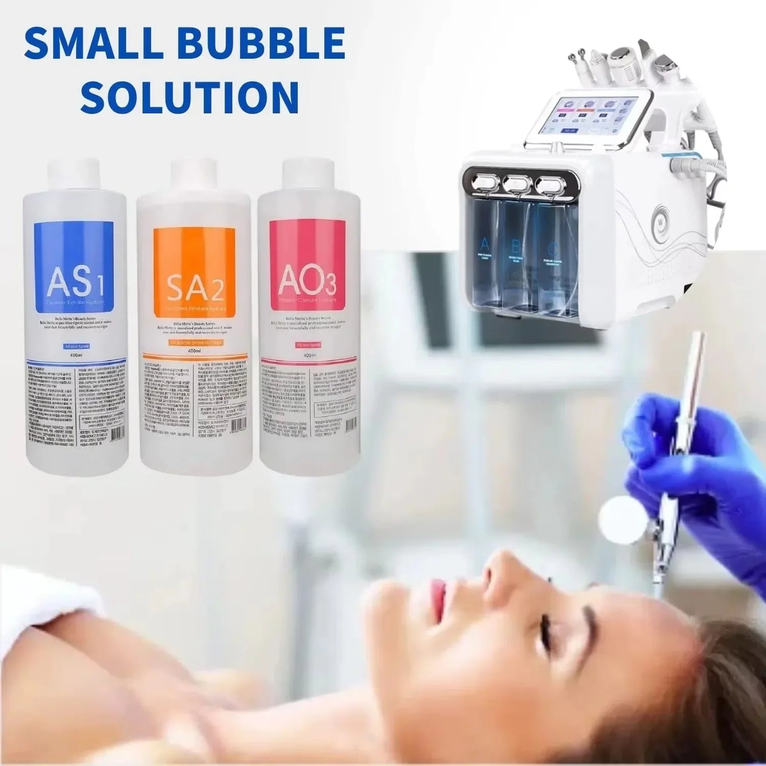 3 Bottle AS1 Hydro Aqua Peel Solution Facial Skin Care Face Serum For Hydra Dermabrasion Small Bubble Machine Skin Deep Cleaning - BlissFully