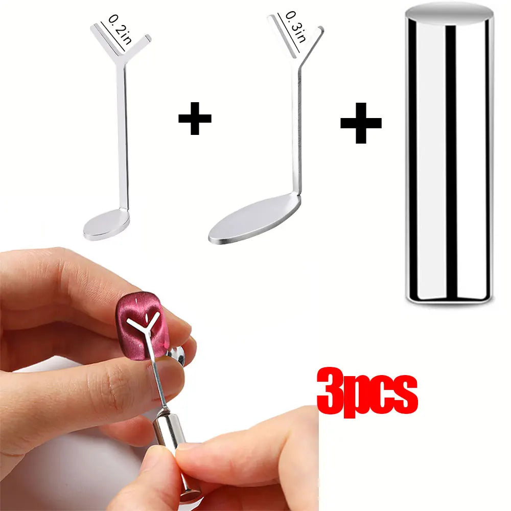 3pcs Pink Cat Eye Gel Nail Polish & Magnet Tools Set 1ja(0.34oz ) Magnetic Cats Eye Nail Gel UV Semi-permanent Varnish Nail Supp