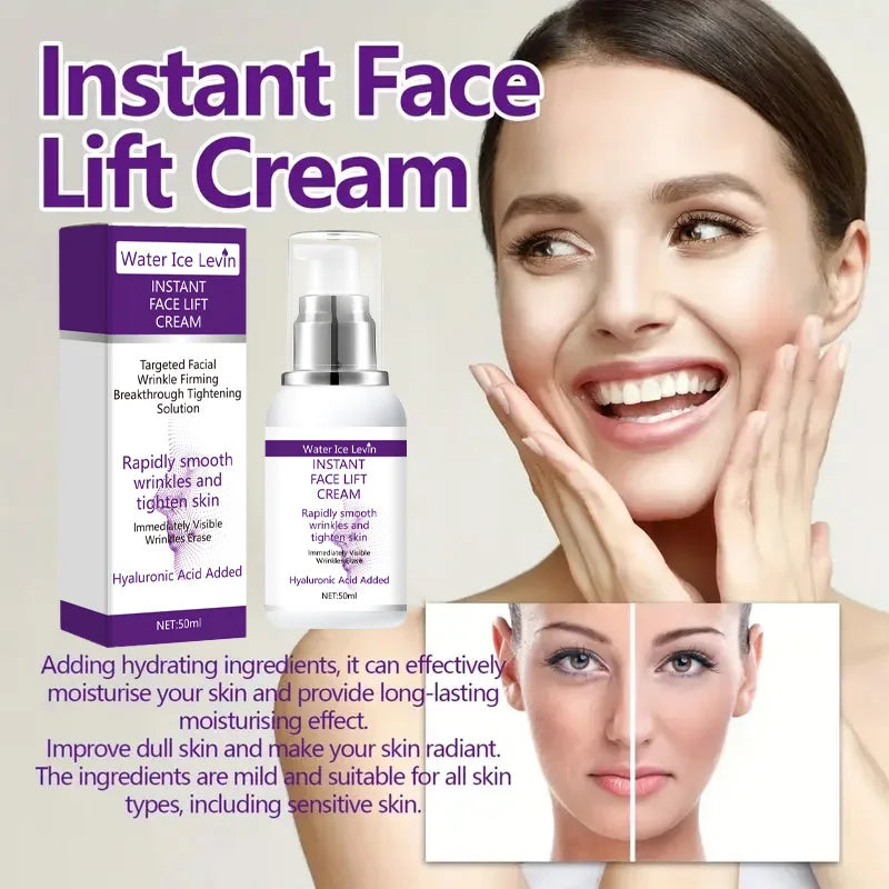 Instant face lift cream with hyaluronic acid for wrinkles. Firming solution. - BlissFully