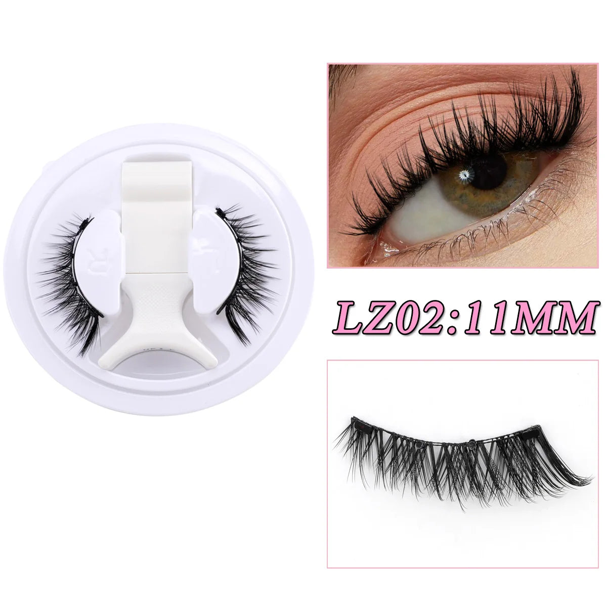 1 Pair Reusable Magnetic Lashes 3D Natural Fluffy Magnetic False Eyelashes No Glue Needed Lashes with Tweezer Set Make up Tools