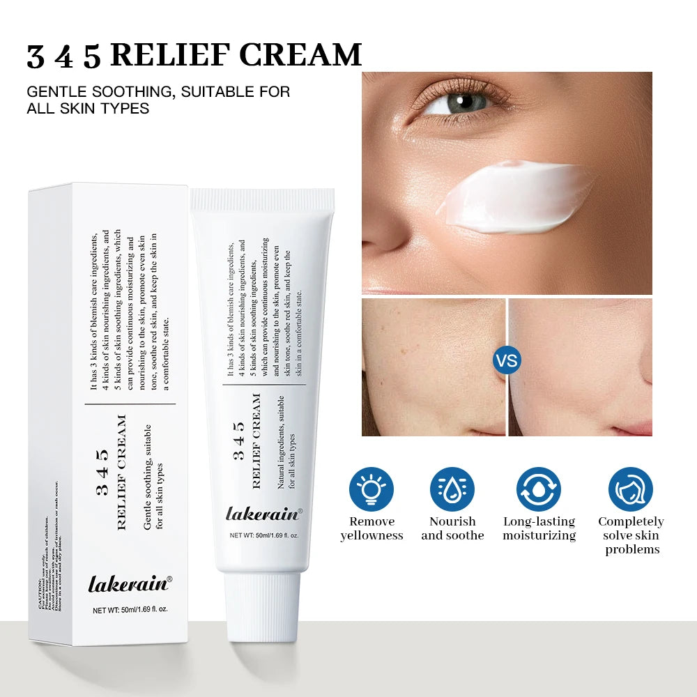 345 Relief Cream Comprehensive solution to skin problems Anti-sugar and antioxidant Brightening skin Improving acne marks Moistu - BlissFully