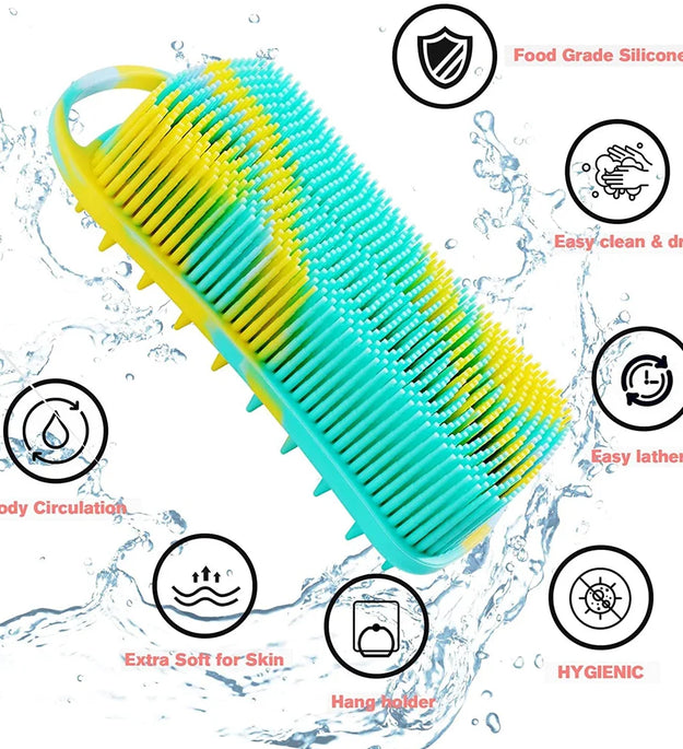 Silicone Body Scrubber 2 in 1 Body Brush & Hair Scalp Brush for Shower and Bath Stimulating Blood Circulation Shower Accessories