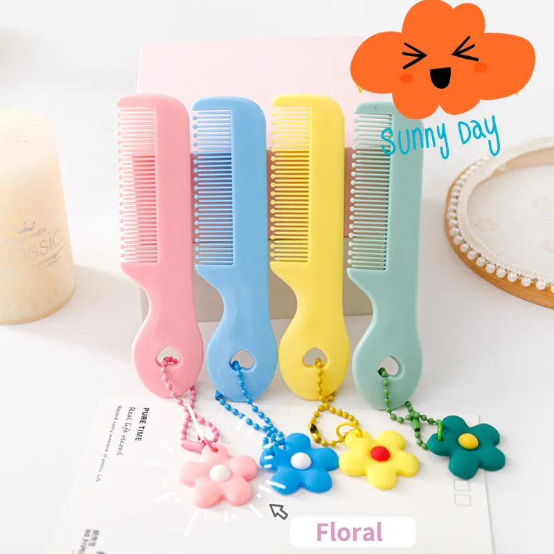Protable Hair Brushes Cute Mini Comb for Baby Girl Boy Small Koran Cartoon Animal Floral Hair Comb Girl Kid Hair Accessories