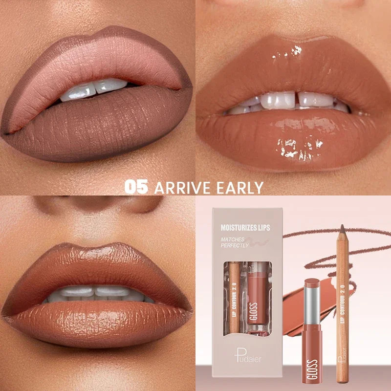 Pudaier Lip Line Wet Gloss Lip Oil Gift Set - Mirror Gloss, Moisturizing and Long-lasting, Daily Natural Nourishing Smudge, Gift