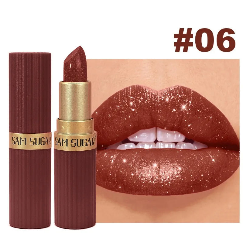 Sparkling Crystal Lipstick Diamond Glitter Metallic Lip Gloss Moisturizes Lips Shimmers with Fine Pearl Brightens Lip Color Balm