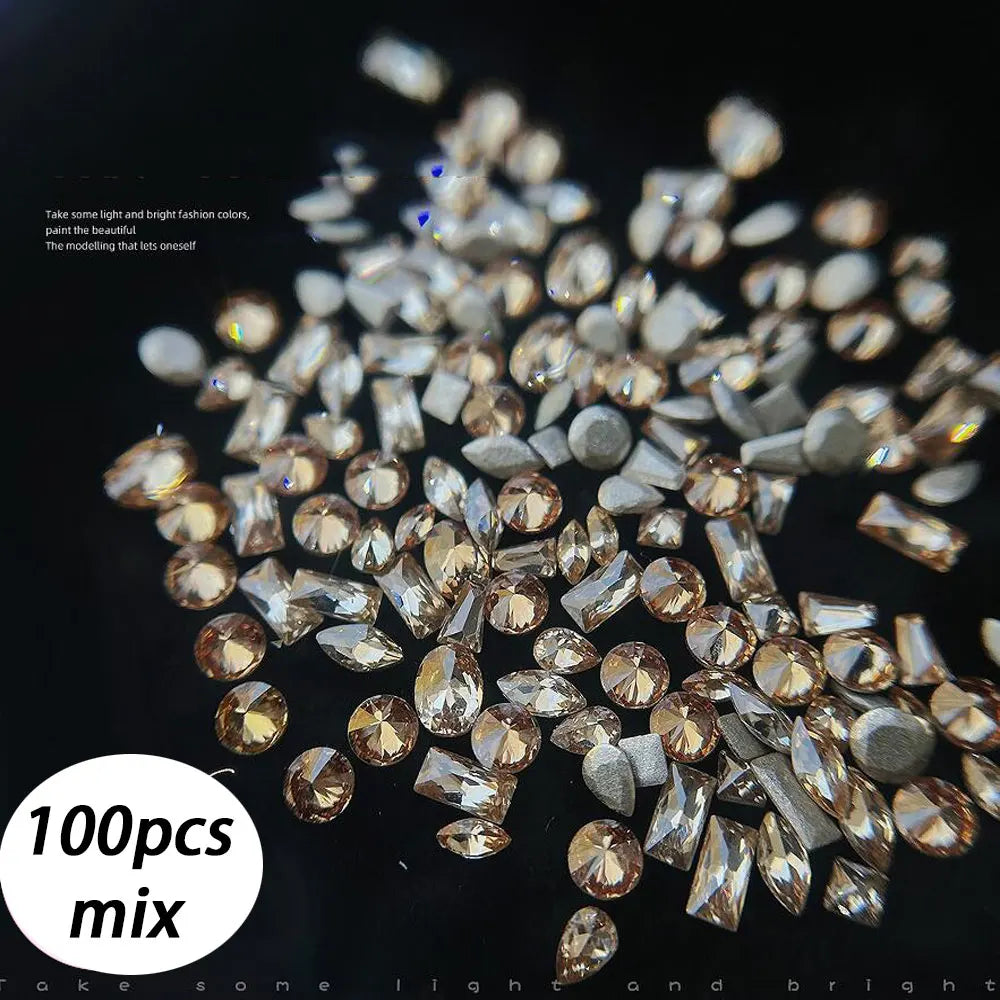 100pcs Shiny Zircon Rhinestones Nail Charms 1.5*3mm Mini Rhombic Nails Gemstones Flatback Nail Art Craft Diamonds Decoration GT5