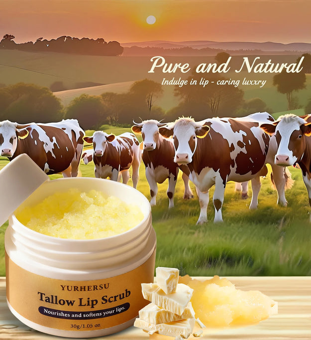 Grass Fed Natural Lip Scrub Beef Tallow Lip Mask, with Manuka Honey – Christmas Stocking Stuffers, Hydrating Moisture