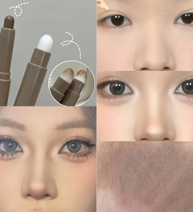 Highlighting & Bronzer Stick: Long Lasting Corrector with Brush, Brightening Concealer Pen, Nose Shadow, and Contouring